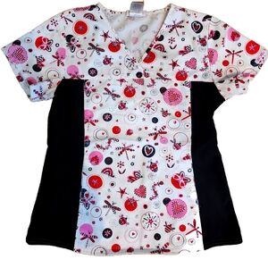 Cherokee Scrub Womens Top Pretty Design Size Small